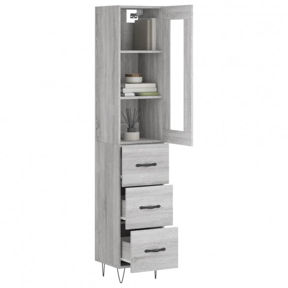 Buffet haut Sonoma gris 34,5x34x180 cm Bois d'ingénierie