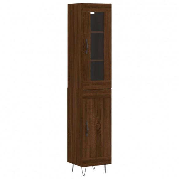 Buffet haut Chêne marron 34,5x34x180 cm Bois d'ingénierie