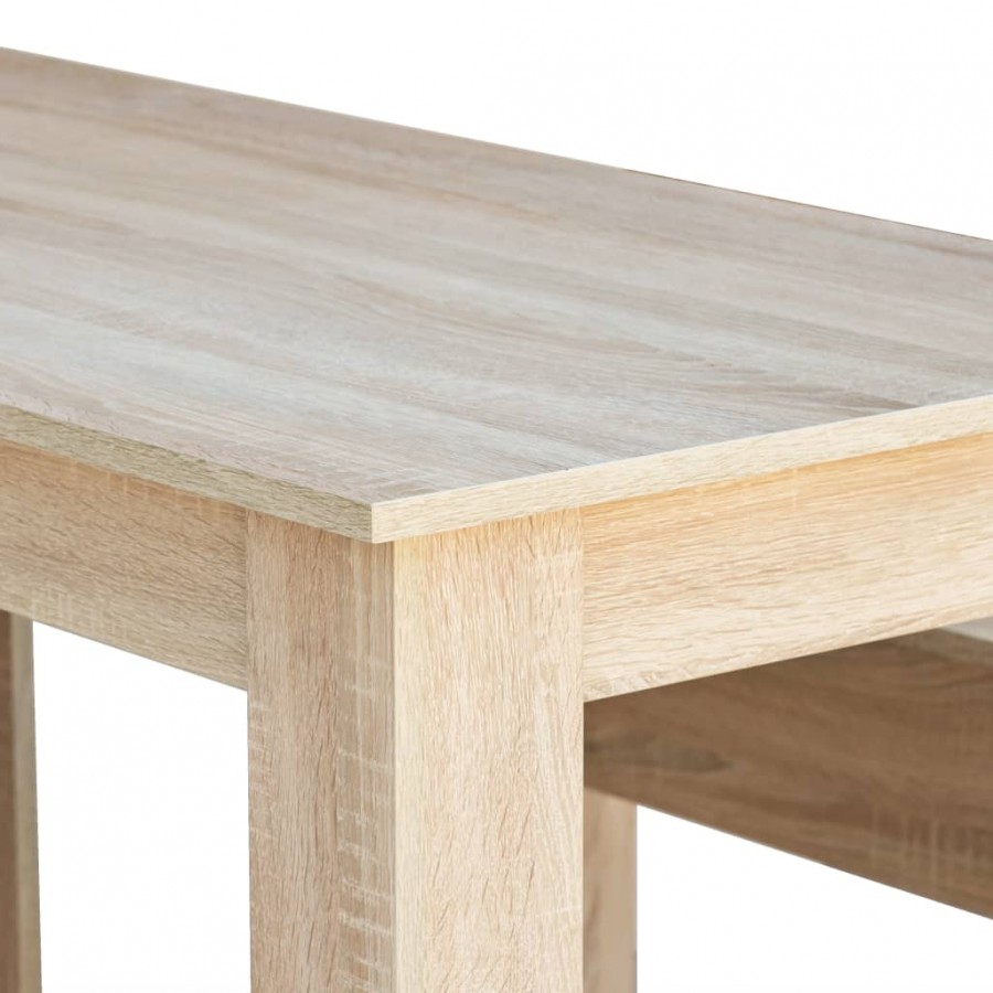 Table de salle à manger et bancs 3 pcs Aggloméré Chêne