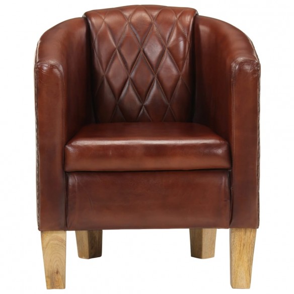 Fauteuil cabriolet marron cuir véritable