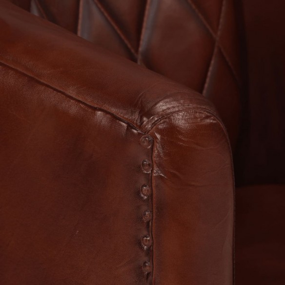 Fauteuil cabriolet marron cuir véritable