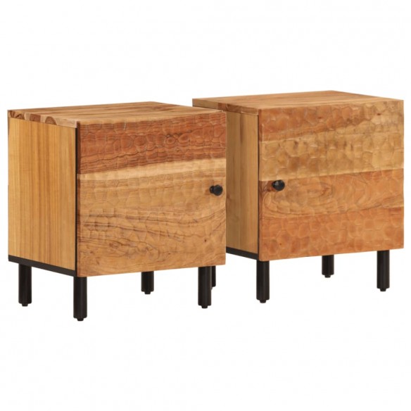 Tables de chevet 2 pcs 40x33x46 cm Bois d'acacia massif