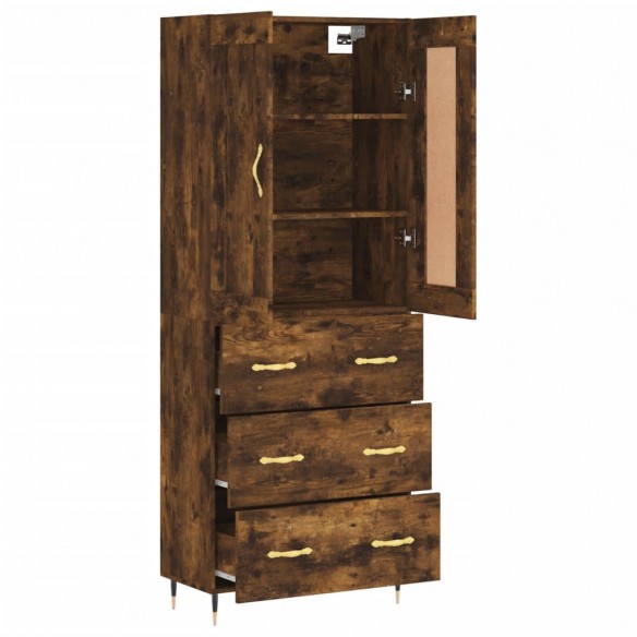 Buffet haut Chêne fumé 69,5x34x180 cm Bois d'ingénierie