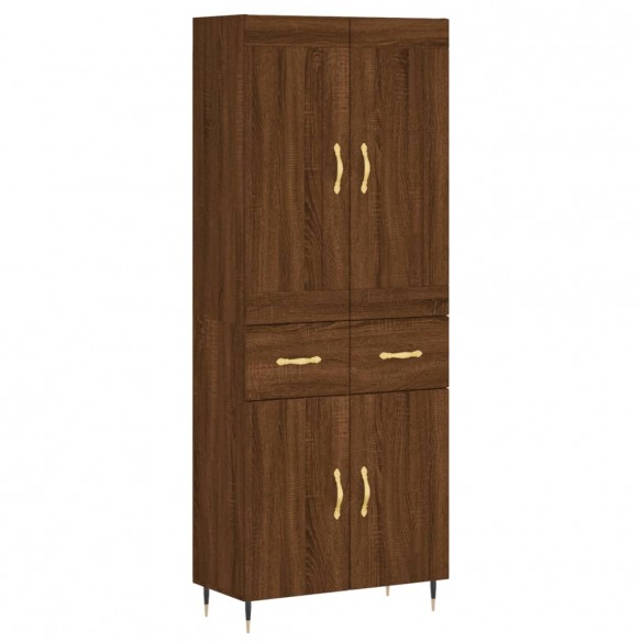 Buffet haut Chêne marron 69,5x34x180 cm Bois d'ingénierie