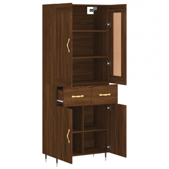 Buffet haut Chêne marron 69,5x34x180 cm Bois d'ingénierie