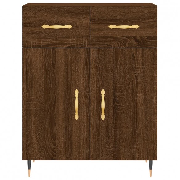 Buffet haut Chêne marron 69,5x34x180 cm Bois d'ingénierie