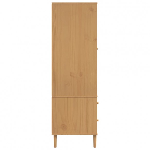 Garde-robe SENJA aspect rotin marron bois massif de pin