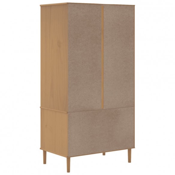 Garde-robe SENJA aspect rotin marron bois massif de pin