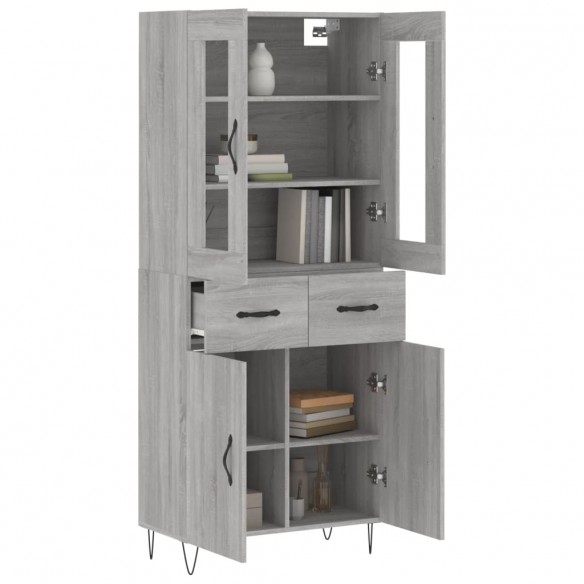 Buffet haut Sonoma gris 69,5x34x180 cm Bois d'ingénierie