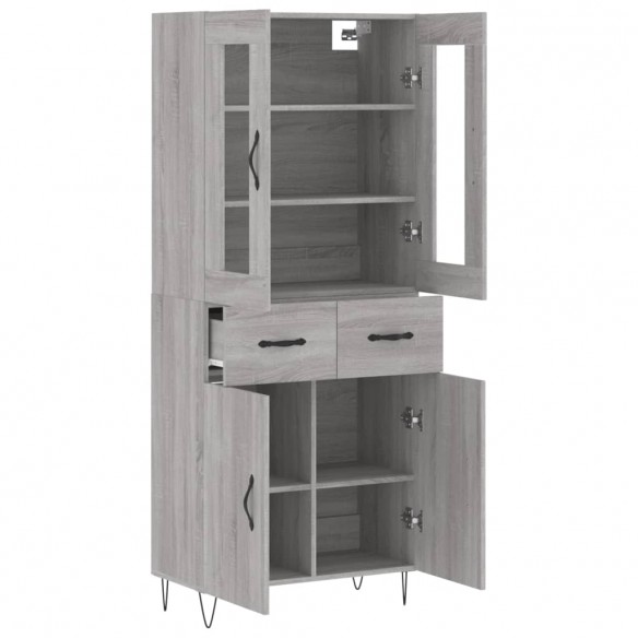 Buffet haut Sonoma gris 69,5x34x180 cm Bois d'ingénierie