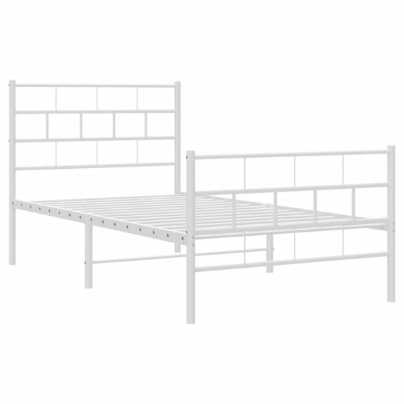 Cadre de lit métal avec tête de lit/pied de lit blanc 107x203cm