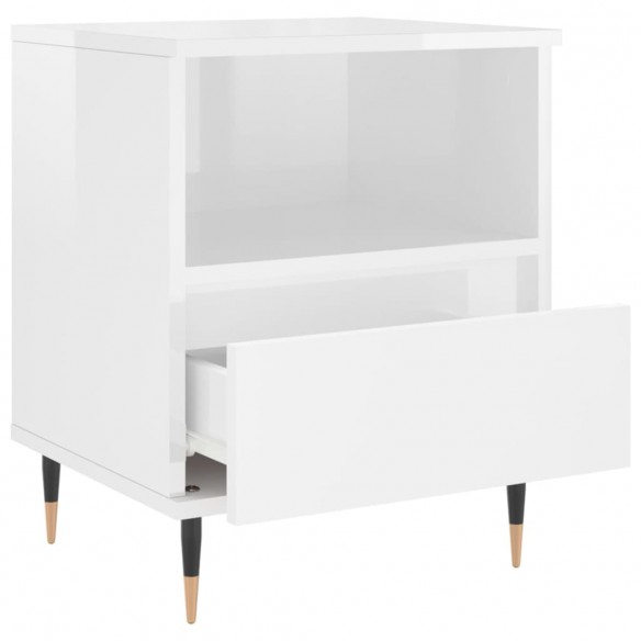 Tables de chevet 2 pcs blanc brillant 40x35x50 cm