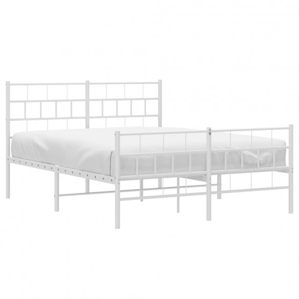 Cadre de lit métal avec tête de lit/pied de lit blanc 160x200cm