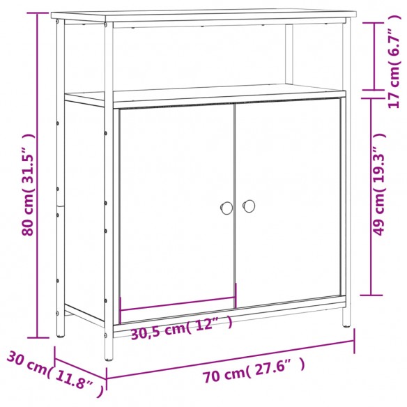 Buffet chêne sonoma 70x30x80 cm bois d'ingénierie