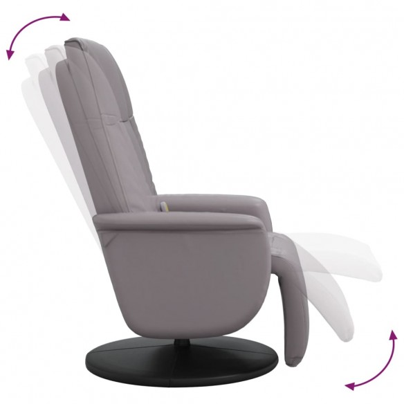 Fauteuil inclinable de massage repose-pieds gris similicuir