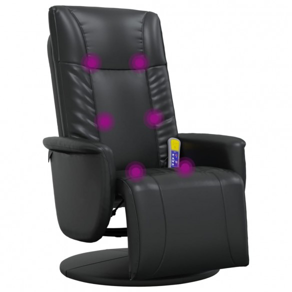 Fauteuil inclinable de massage repose-pieds noir similicuir