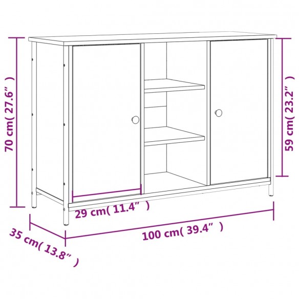 Buffet chêne marron 100x35x70 cm bois d'ingénierie