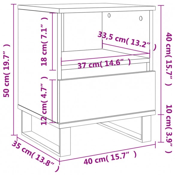 Table de chevet chêne sonoma 40x35x50 cm bois d’ingénierie