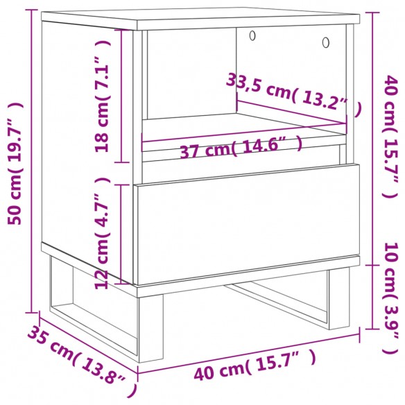 Table de chevet Blanc brillant 40x35x50 cm Bois d’ingénierie