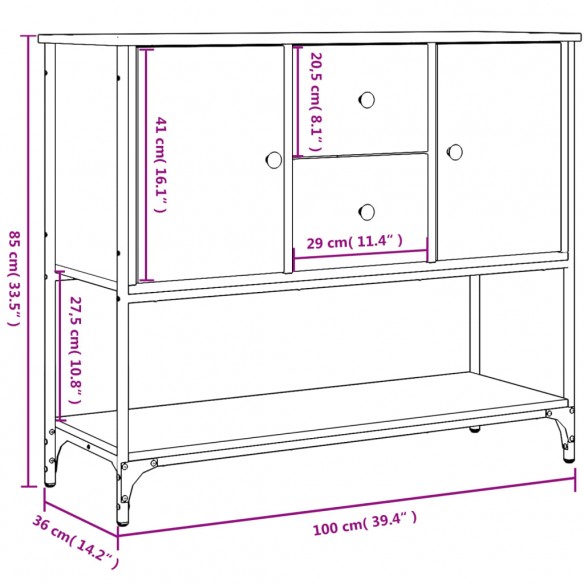 Buffet chêne marron 100x36x85 cm bois d'ingénierie