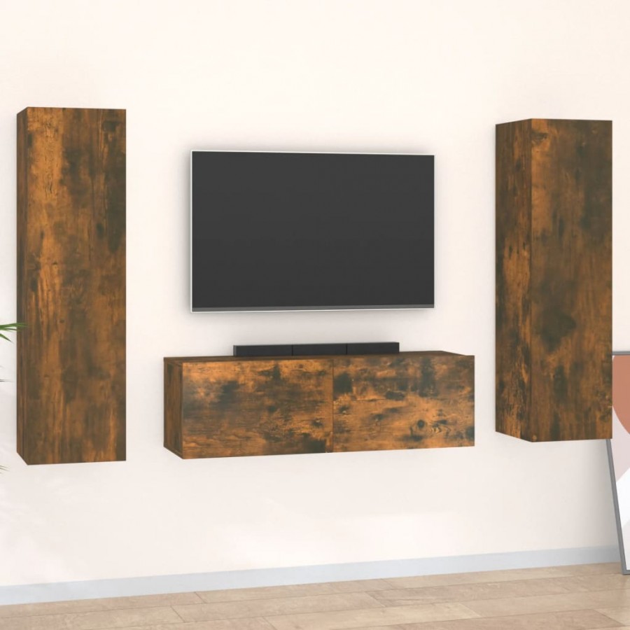 Ensemble de meubles TV 3 pcs Chêne fumé Bois d'ingénierie