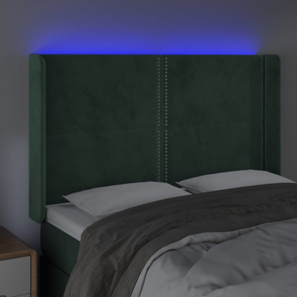 Tête de lit à LED Vert foncé 147x16x118/128 cm Velours