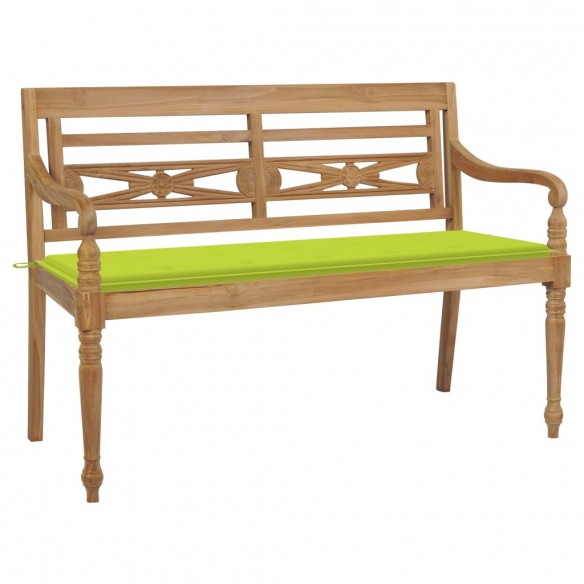 Banc Batavia avec coussin vert vif 150 cm Bois de teck massif