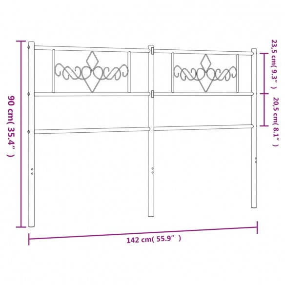 Tête de lit métal noir 135 cm