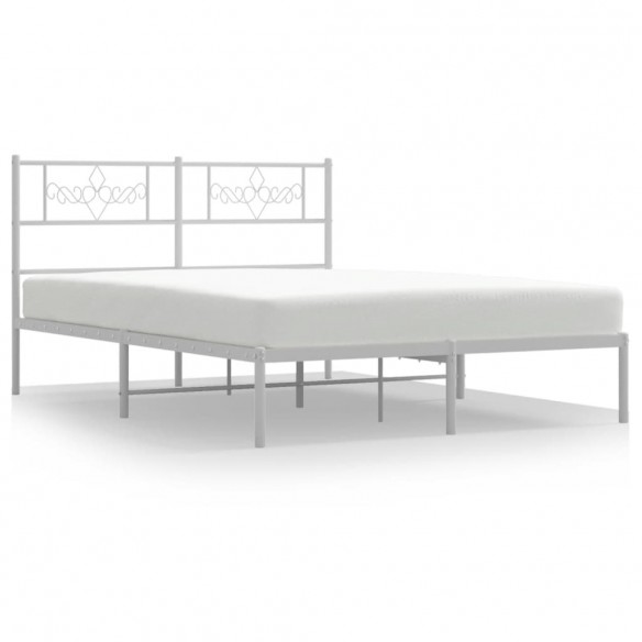 Cadre de lit métal avec tête de lit blanc 140x200 cm