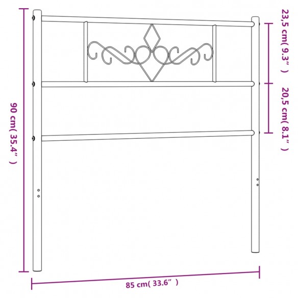 Tête de lit métal blanc 80 cm