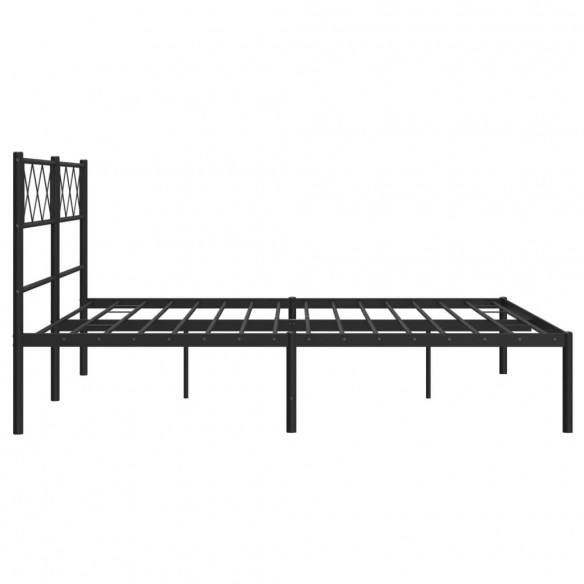 Cadre de lit métal avec tête de lit noir 160x200 cm