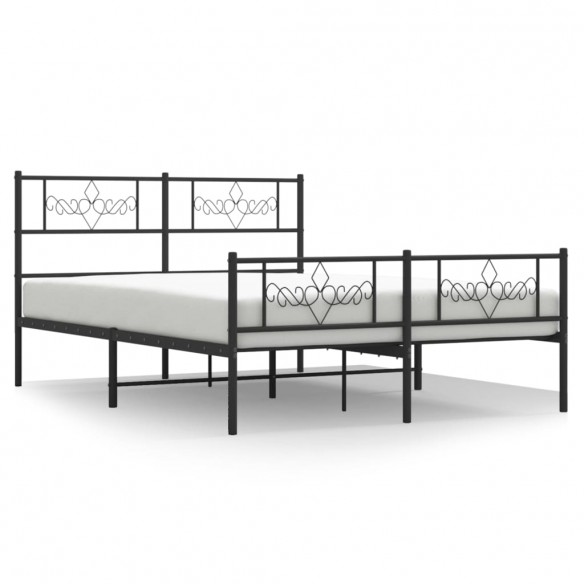 Cadre de lit métal avec tête de lit/pied de lit noir 140x200 cm