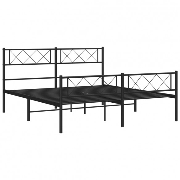 Cadre de lit métal avec tête de lit/pied de lit noir 135x190 cm