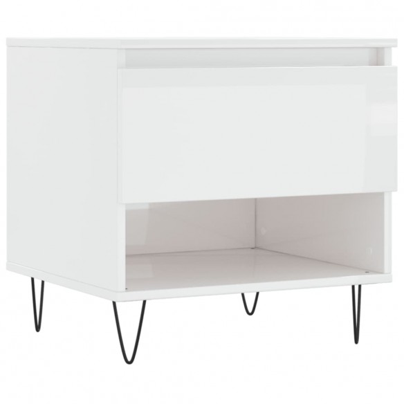 Table basse blanc brillant 50x46x50 cm bois d'ingénierie