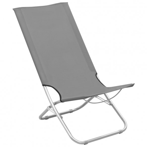 Chaises de plage pliables 2 pcs Gris Tissu