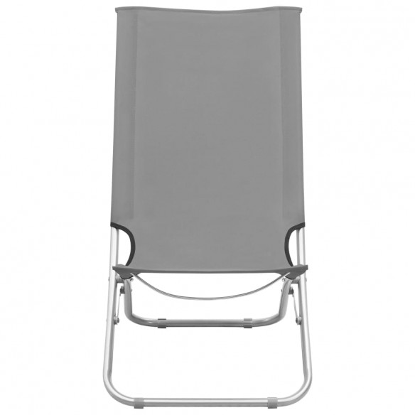 Chaises de plage pliables 2 pcs Gris Tissu