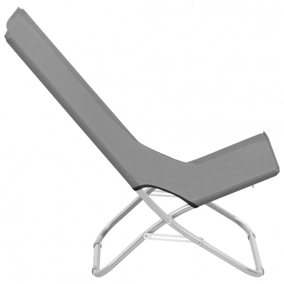 Chaises de plage pliables 2 pcs Gris Tissu