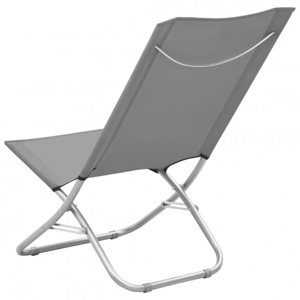 Chaises de plage pliables 2 pcs Gris Tissu