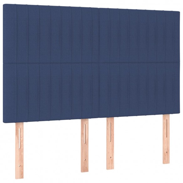 Cadre de lit et matelas et LED Bleu 140x200 cm Tissu