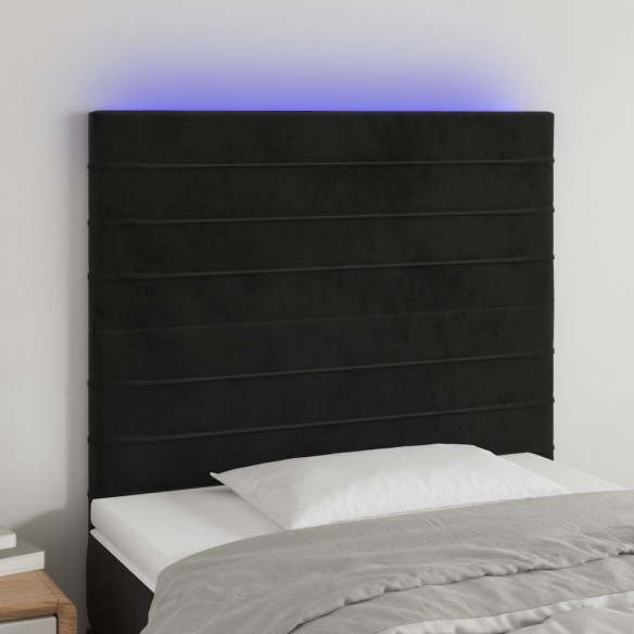 Tête de lit à LED Noir 80x5x118/128 cm Velours