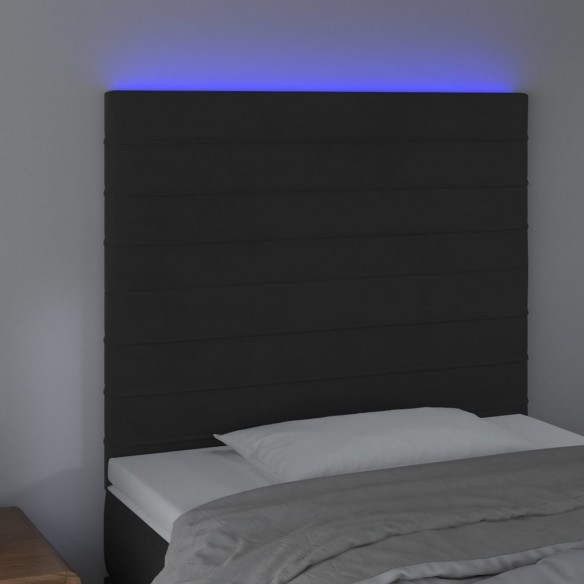 Tête de lit à LED Noir 80x5x118/128 cm Velours