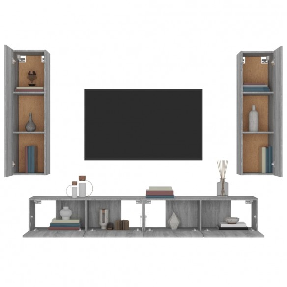 Ensemble de meubles TV 4 pcs Sonoma gris Bois d'ingénierie