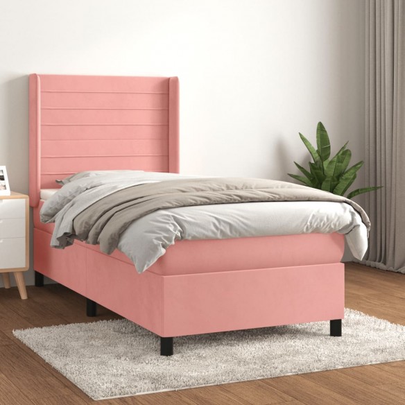 Sommier à lattes de lit avec matelas Rose 90x200 cm Velours