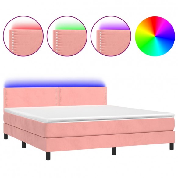 Sommier à lattes de lit avec matelas LED Rose 180x200 cm