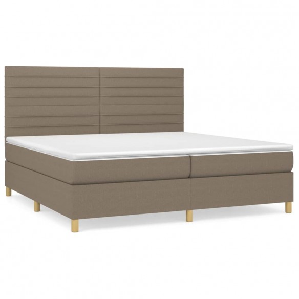 Cadre de lit avec matelas Taupe 200x200 cm Tissu