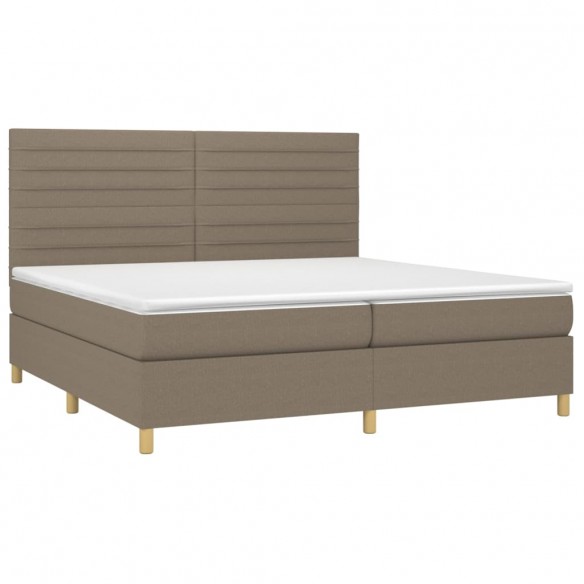 Cadre de lit avec matelas Taupe 200x200 cm Tissu