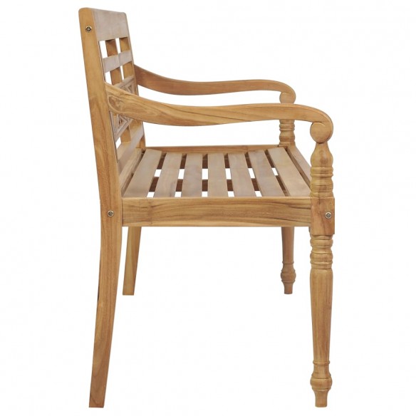 Banc Batavia avec coussin beige 150 cm Bois de teck massif