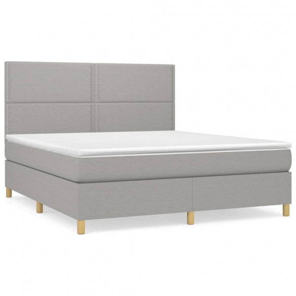 Cadre de lit avec matelas Gris clair 160x200cm Tissu