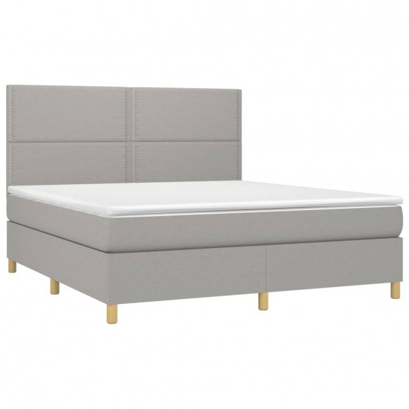 Cadre de lit avec matelas Gris clair 160x200cm Tissu