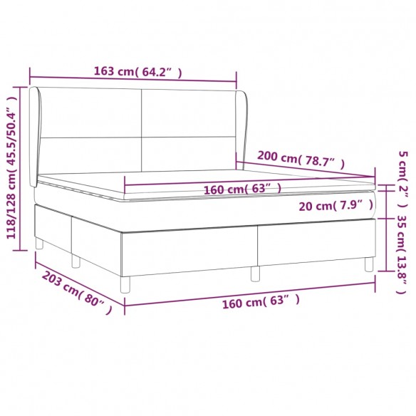 Cadre de lit avec matelas Crème 160x200cm Similicuir